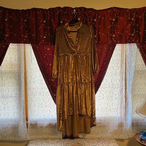 Brown, sparkly, velvet dress from Italy